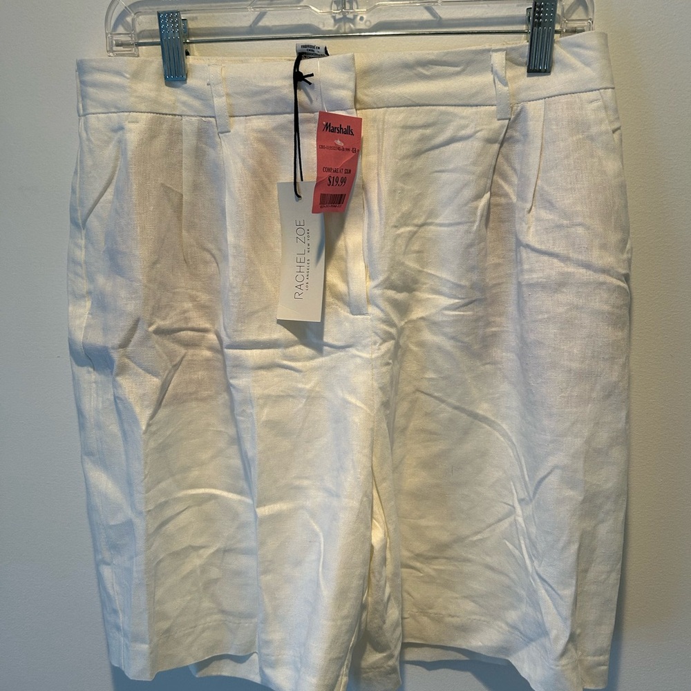 White linen shorts